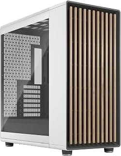 Fractal Design North XL Chalk White Mid Tower PC Case– Clear Tempered Glass, Oak Wood, High Airflow E-ATX Chassis, USB Type-C, 3x140mm PWM Fans, Liquid Cooling Support Gaming Cabinet (FD-C-NOR1X-04)