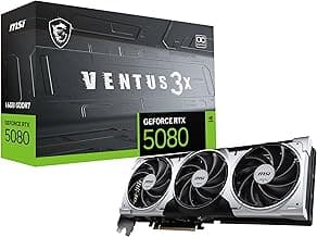 MSI GeForce RTX 5080 16G Ventus 3X OC Plus Graphic Card - NVIDIA GeForce RTX 5080 GPU, 16GB GDDR7 256-bit Memory, 30 Gbps, PCI Express Gen 5 Interface, Upto 2640 MHz, TORX Fan 5.0