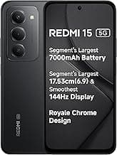 Redmi 15 5G Midnight Black 8GB + 256GB | Segment's Largest 7000mAhA Battery | Segment's Largest Display 17.53cm(6.9) Up to 144Hz | Snapdragon 6s Gen 3 | 18W Reverse Charging | 50MP AI Dual Camera