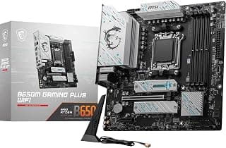 MSI B650M Gaming Plus WiFi Motherboard, mATX - Supports AMD Ryzen 7000 Series Processors, AM5, DDR5 Memory Boost 7800+MHz/OC, 1 x PCIe 4.0 x16, 2 x M.2 Gen4