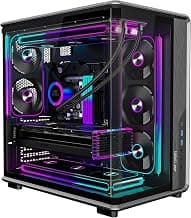 Ant Esports Crystal X8 Arc Mid Tower Gaming Cabinet | Panoramic 270° Tempered Glass, Supports BTF Back-Connect ATX Motherboards, Pre-Installed 8X 120mm ARGB Fans, 360mm AIO Support | Black