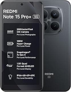 REDMI Note 15 Pro+ 5G (Carbon Black, 12GB + 256GB) | 200MasterPixel OIS Camera | Snapdragon 7s Gen 4 | CrystalRes AMOLED | IP69/69K | 6500mAh Si/C Battery | 100W HyperCharge