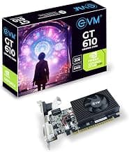 EVM GeForce GT610 Graphics Card GPU | 2GB DDR3 | PCIe 2.0 | HDMI VGA DVI | 1080p Full HD | Heat Sink Fan Cooling | Low Profile | Desktop Compatible | Stable Performance | 3 Year Warranty (EVM-GT610)