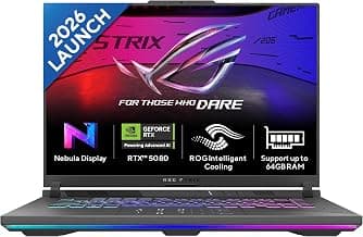ASUSROG Strix G16 (2026),AMD Ryzen 9 8940HX,RTX 5080-16GB,16GB RAM (Upgradeable),1TB SSD,FHD+,16"(40 cm),165Hz,Windows 11,M365 Basic(1Y),Office 2024,Eclipse Gray,2.5 Kg,G614PW-RV078WS,Gaming Laptop