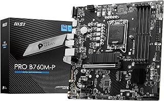 MSI PRO B760M-P Motherboard, Micro-ATX - Supports 14th/13th/12th Gen Intel Core Processors, LGA 1700 - DDR5 Memory Boost 6800+MHz/OC, PCIe 4.0 x16 Slot, M.2 Gen4 Slots