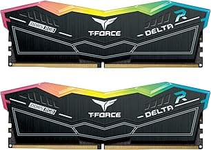 TeamGroup T-Force Delta RGB 2x16GB 6000MHz (6000MT/s) CL38 Black 32GB DDR5 RAM Kit, Desktop Gaming Memory, Metal Heatsink, ARGB Sync, ECC, XMP 3.0/EXPO, For Intel/AMD CPU, High Performance Low Latency