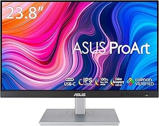 ASUS ProArt Display PA247CV 23.8” (60.45cm) Monitor, 1080P Full HD, 100% sRGB/Rec. 709, IPS, ΔE < 2, USB-C HDMI DisplayPort with Daisy-Chaining, Calman Verified, Eye Care, Anti-Glare, Ergonomic Stand