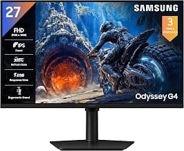 SamsungOdyssey G4 Flat Monitor 27 Inch FHD (1,920 x 1,080 Resolution), 300 Hz, IPS Panel, 1ms(GTG), Display Port, HDMI, Headphone Jack, FreeSync & G-Sync (LS27HG400EWXXL, Black)