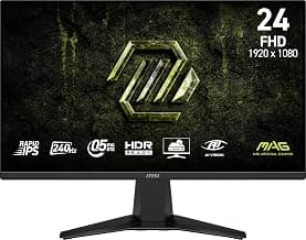 MSI MAG 245F X24 Gaming Monitor 24" 1920 x 1080 (FHD), 240 Hz, FreeSync Premium, HDR Compatible, HDMI, VGA Port, VESA Mount, Tilt, 4 Sides Thin Frame 0.5ms, Black