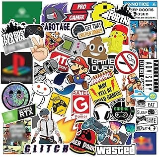 Pack of 50 Gaming Vinyl Stickers for Laptop, Waterproof & Residue-Free for Laptop, Mobile, Bike, Water Bottle, Notebook, Helmet & Gaming Setup Decor
