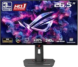 ASUSROG Strix 27" 1440P OLED Gaming Monitor (XG27AQDMG) - QHD, Bright OLED, 240Hz, 0.03ms, Custom Heatsink, Anti-Flicker, Uniform Brightness, G-SYNC Compatible, DCI-P3