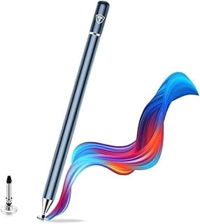 Tukzer Universal Stylus Pen for Smartphone/Tablet/iPad/Pro/Air/iPhone/iOS/Android/All Touch Screens Devices| Fine Point Disc Tip, Lightweight Aluminum Body Magnetic Cap Drawing Writing (Grey)