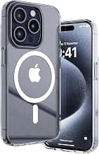 eller santéGlassy MagPro Back Cover Case for iPhone 15 Pro Max Shockproof Slim Thin Non-Yellowing Scratch Resistant Military-Grade Protection Compatible with MagSafe - Transparent