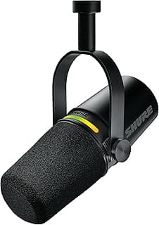 ShureMV7+ Podcast Microphone. Enhanced Audio, LED Touch Panel, USB-C & XLR Outputs, Auto Level Mode, Digital Pop Filter, Reverb Effects, Podcasting, Streaming, Recording - Black